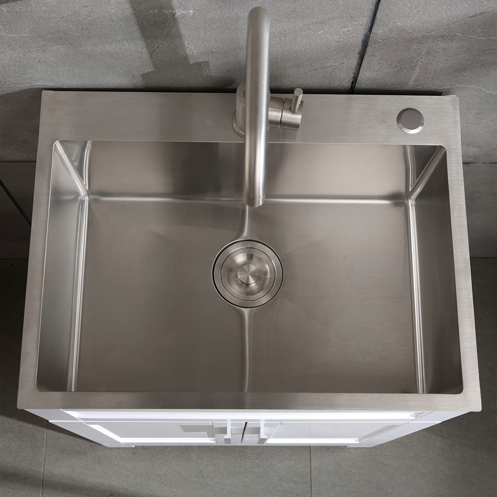 24in Stainless Steel Washing Sink w/ Faucet Hoses and Drain Head Only(Update)