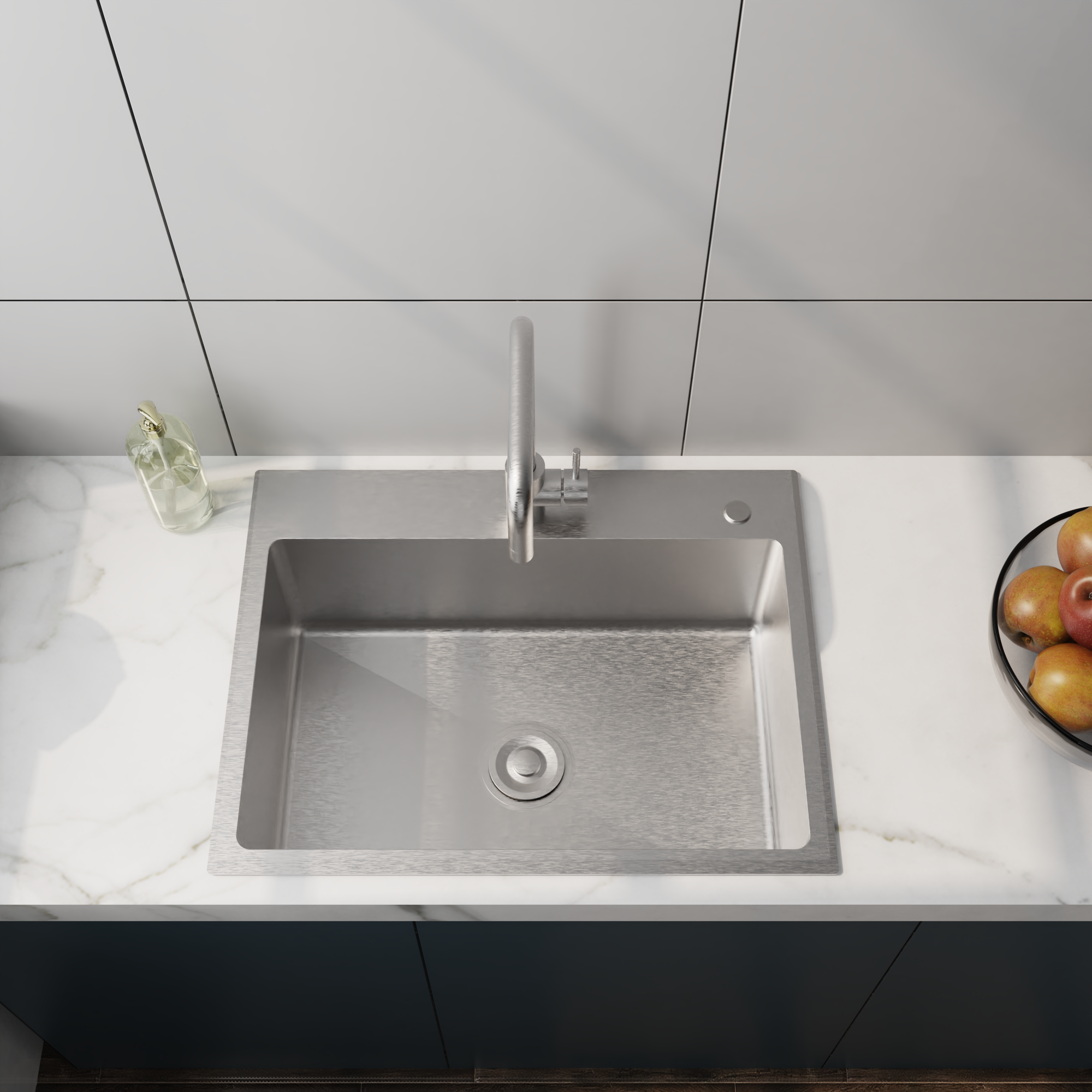 24in Stainless Steel Washing Sink w/ Faucet Hoses and Drain Head Only(Update)