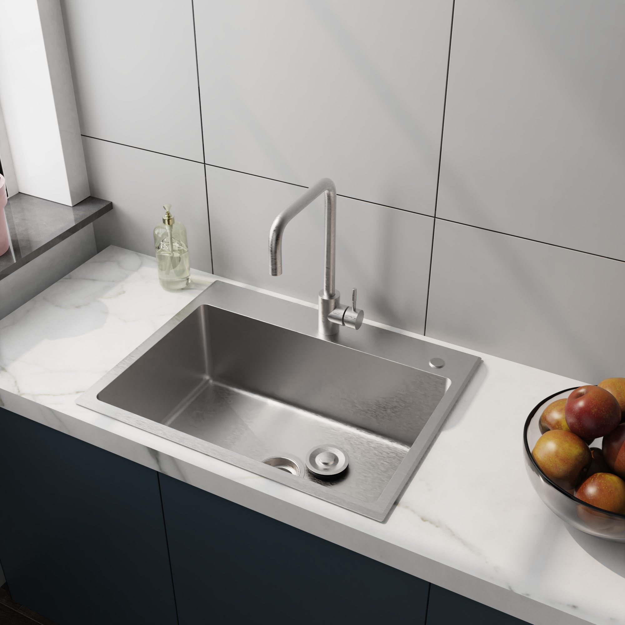 24in Stainless Steel Washing Sink w/ Faucet Hoses and Drain Head Only(Update)