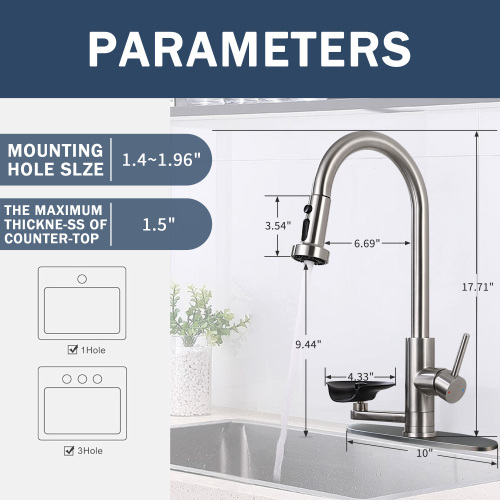 3-in-1 Kitchen Faucet with Press-Type Glass Rinser, High-Arc Pull-Down Sprayer Faucet, 3 Function Spray Mode, Matte Black Finish, for Modern Kitchen Sink