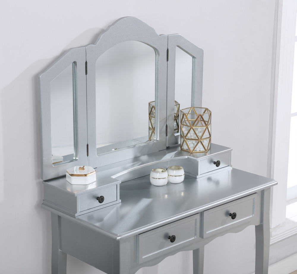 Sanlo Wooden Vanity Make Up Table and Stool Set, Rose Gold