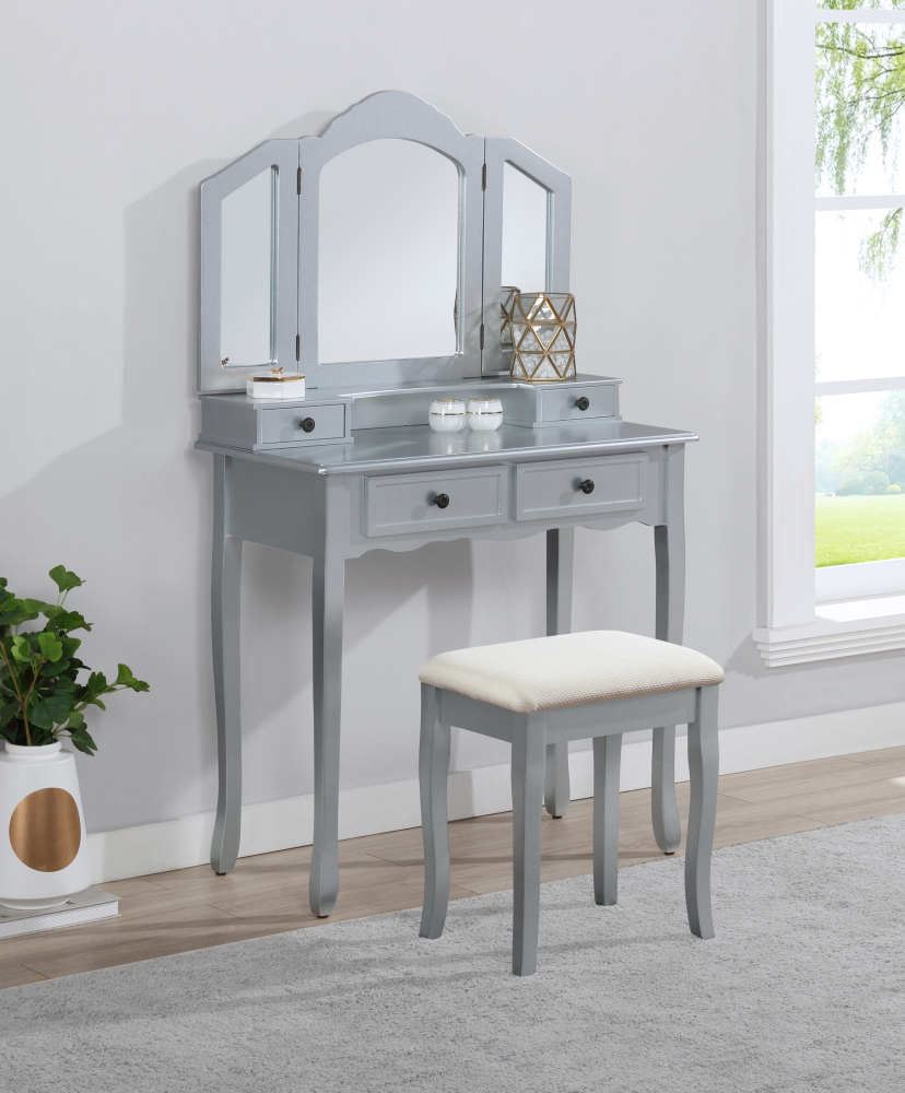 Sanlo Wooden Vanity Make Up Table and Stool Set, Rose Gold