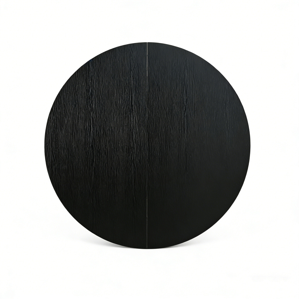 43.3in-59in Extendable Round Dining Table for 4-8,Modern Kitchen Oval Dining Table with Removable Leaves Space Saving,Wood Base with Storage Shelf for Kitchen Living Room (Black)