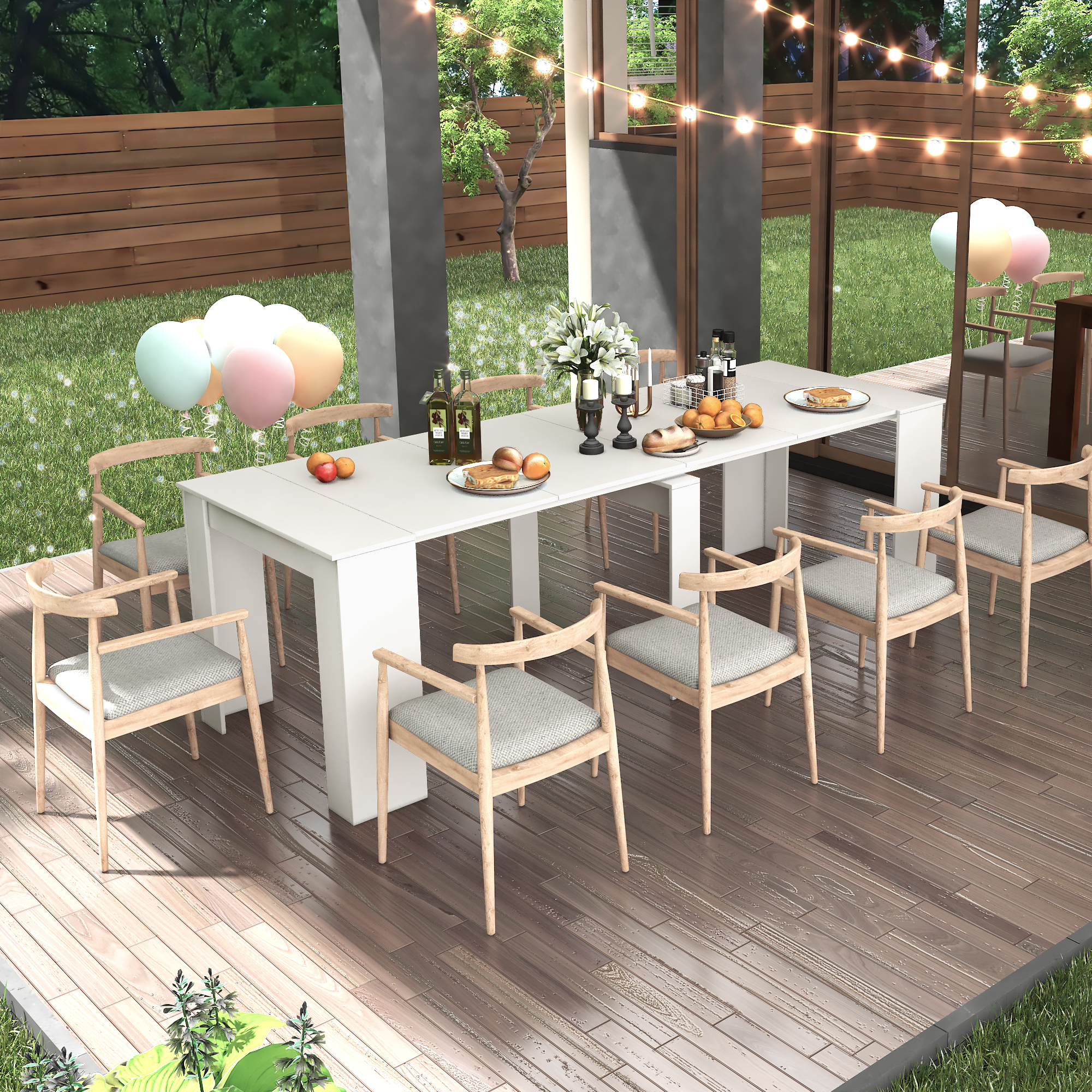 Multifunctional extendable console table