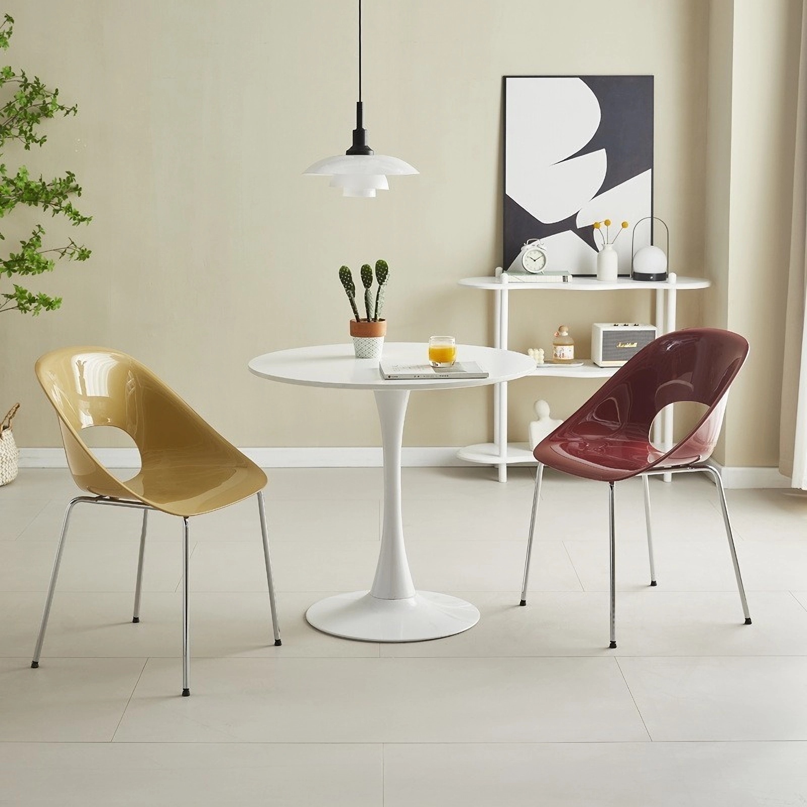Black Round Table, Modern Dining Table, MDF Top and Steel Base Tulip Round Kitchen Table, Mid Century Coffee Table for Living Room 24 Inch, Kitchen Table, Oval Dining Table