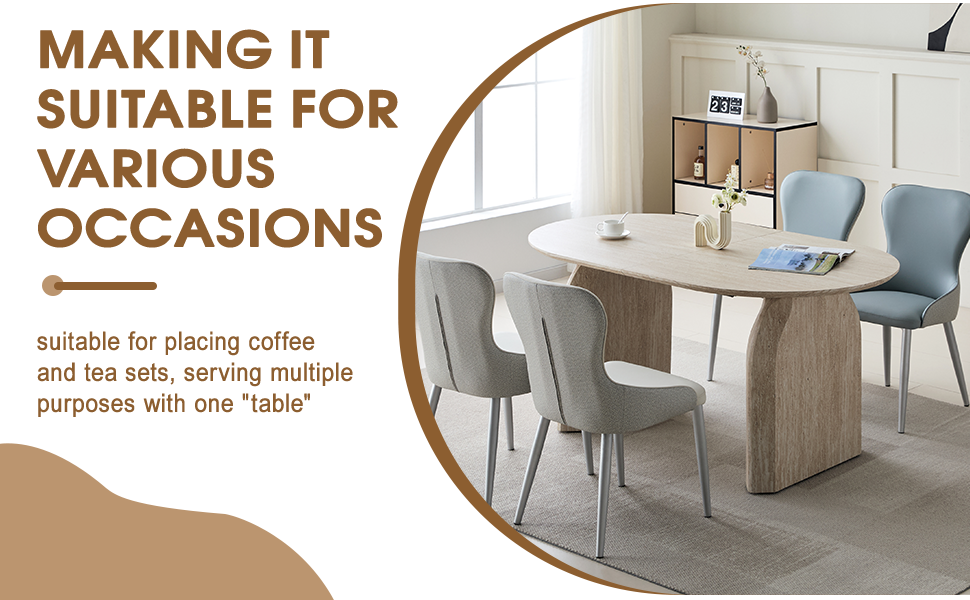 Wood Extendable Dining Table, Modern Oval Kitchen Table with Stylish Dual - Pillar Design, Perfect for Home Dining & Gathering, Multi-functional and Space-saving, Living Room and Dining Room.