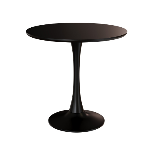 Black Round Table, Modern Dining Table, MDF Top and Steel Base Tulip Round Kitchen Table, Mid Century Coffee Table for Living Room 24 Inch, Kitchen Table, Oval Dining Table
