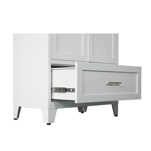 71" Tall Metal Wardrobe Cabinet with 2 Drawers and Hanging Rod, 2 Doors Wardrobe Closet with Shelf for Bedroom, Office, Laundry Room,Entryway ,Foyer,Guesthouse (White)