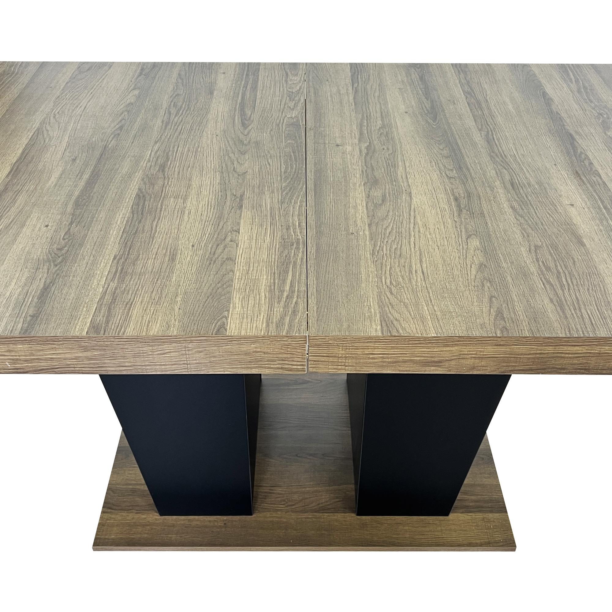 Extendable Dining Room Table for 4-10 People,Wooden Transformer Kitchen Dining Table with Black Double Sturdy Pedestal Base, Modern Expandable Large Table