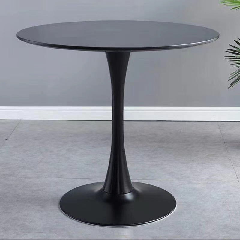 Black Round Table, Modern Dining Table, MDF Top and Steel Base Tulip Round Kitchen Table, Mid Century Coffee Table for Living Room 24 Inch, Kitchen Table, Oval Dining Table