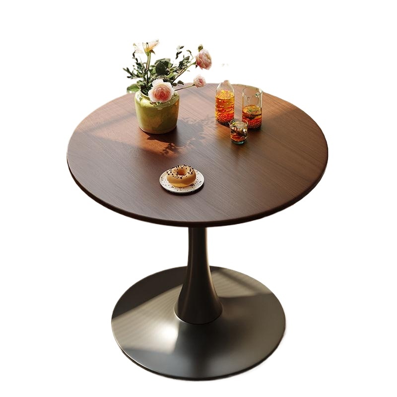 Black Round Table, Modern Dining Table, MDF Top and Steel Base Tulip Round Kitchen Table, Mid Century Coffee Table for Living Room 24 Inch, Kitchen Table, Oval Dining Table