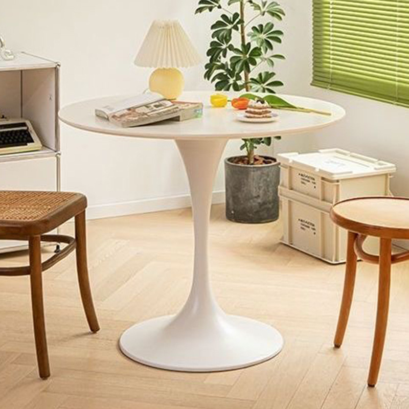 Black Round Table, Modern Dining Table, MDF Top and Steel Base Tulip Round Kitchen Table, Mid Century Coffee Table for Living Room 24 Inch, Kitchen Table, Oval Dining Table