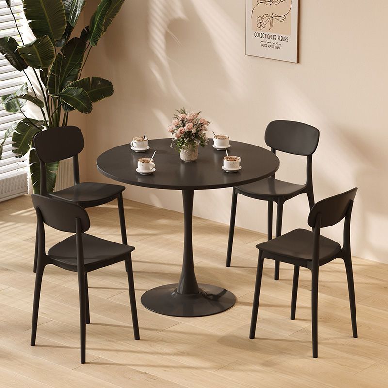 Black Round Table, Modern Dining Table, MDF Top and Steel Base Tulip Round Kitchen Table, Mid Century Coffee Table for Living Room 24 Inch, Kitchen Table, Oval Dining Table