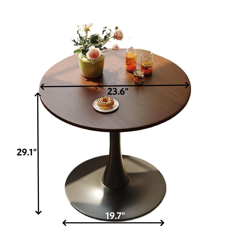 Black Round Table, Modern Dining Table, MDF Top and Steel Base Tulip Round Kitchen Table, Mid Century Coffee Table for Living Room 24 Inch, Kitchen Table, Oval Dining Table