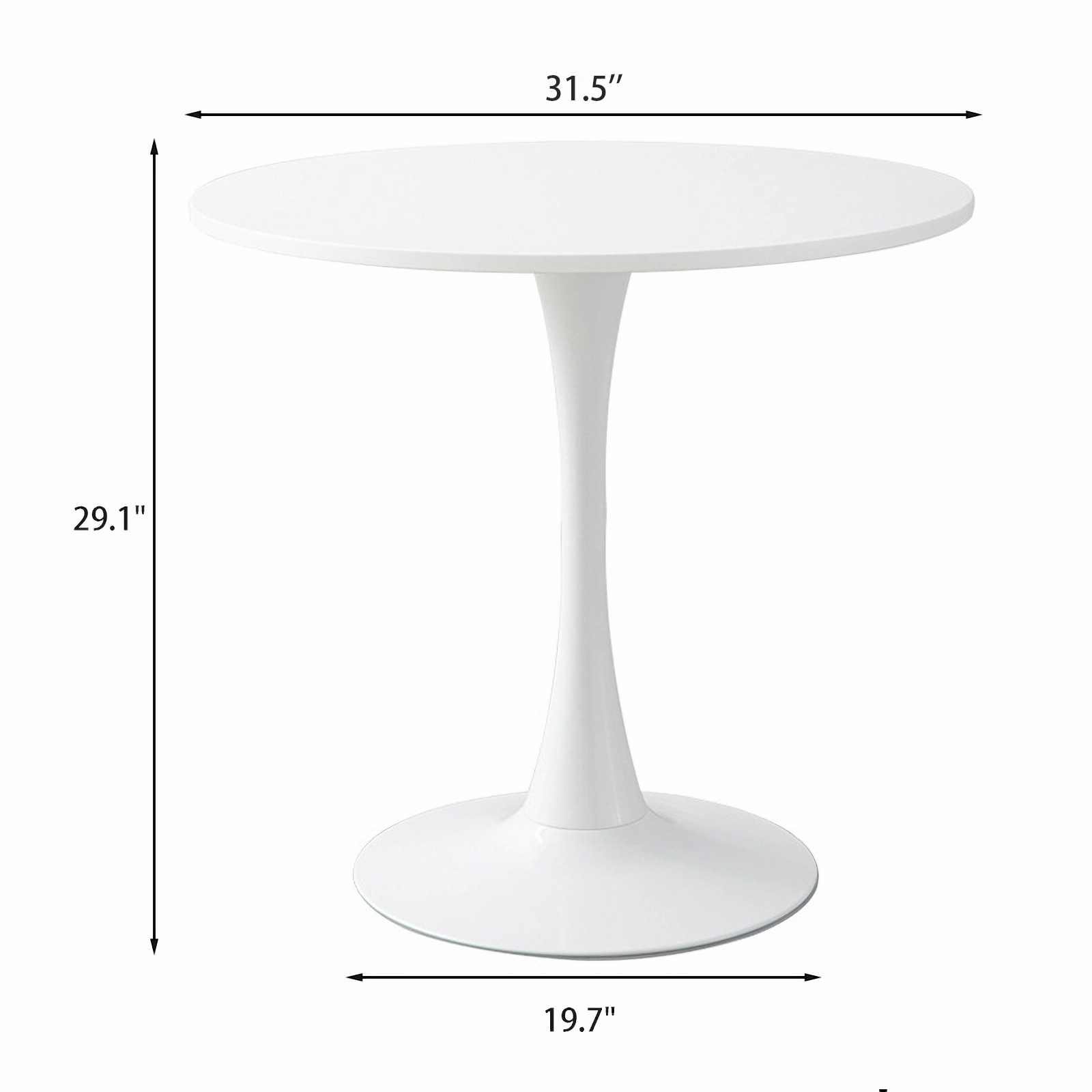 Black Round Table, Modern Dining Table, MDF Top and Steel Base Tulip Round Kitchen Table, Mid Century Coffee Table for Living Room 24 Inch, Kitchen Table, Oval Dining Table