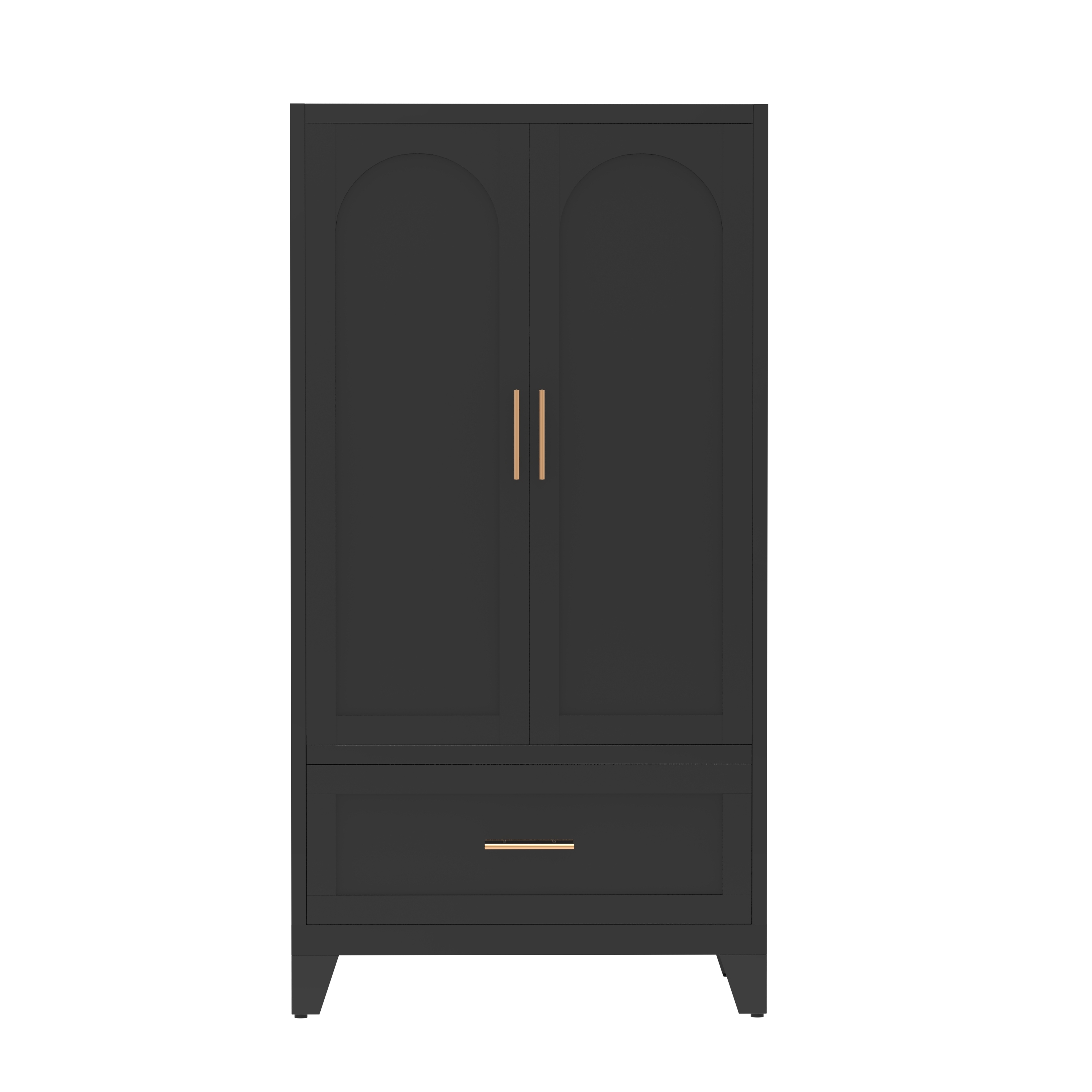 71" Tall Metal Wardrobe Cabinet with 2 Drawers and Hanging Rod, 2 Doors Wardrobe Closet with Shelf for Bedroom, Office, Laundry Room,Entryway ,Foyer,Guesthouse (White)