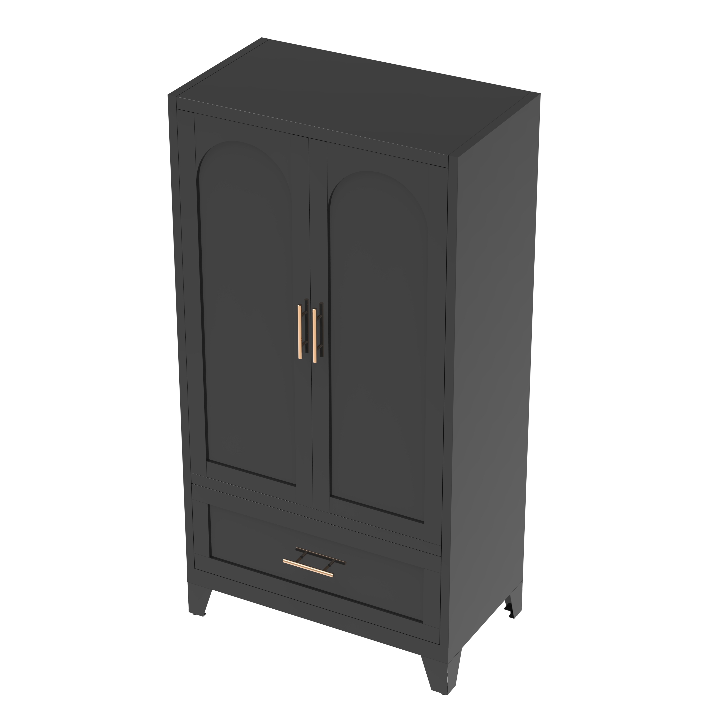 71" Tall Metal Wardrobe Cabinet with 2 Drawers and Hanging Rod, 2 Doors Wardrobe Closet with Shelf for Bedroom, Office, Laundry Room,Entryway ,Foyer,Guesthouse (White)