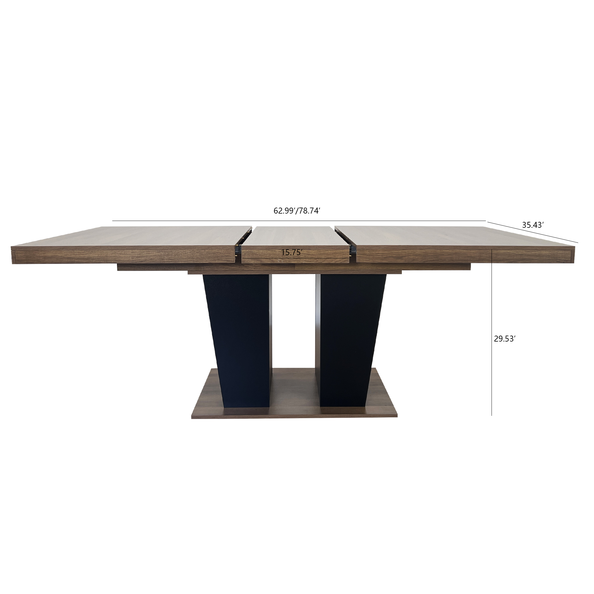 Extendable Dining Room Table for 4-10 People,Wooden Transformer Kitchen Dining Table with Black Double Sturdy Pedestal Base, Modern Expandable Large Table