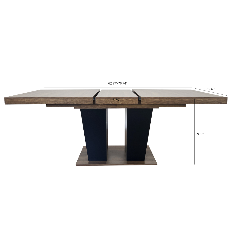 Extendable Dining Room Table for 4-10 People,Wooden Transformer Kitchen Dining Table with Black Double Sturdy Pedestal Base, Modern Expandable Large Table