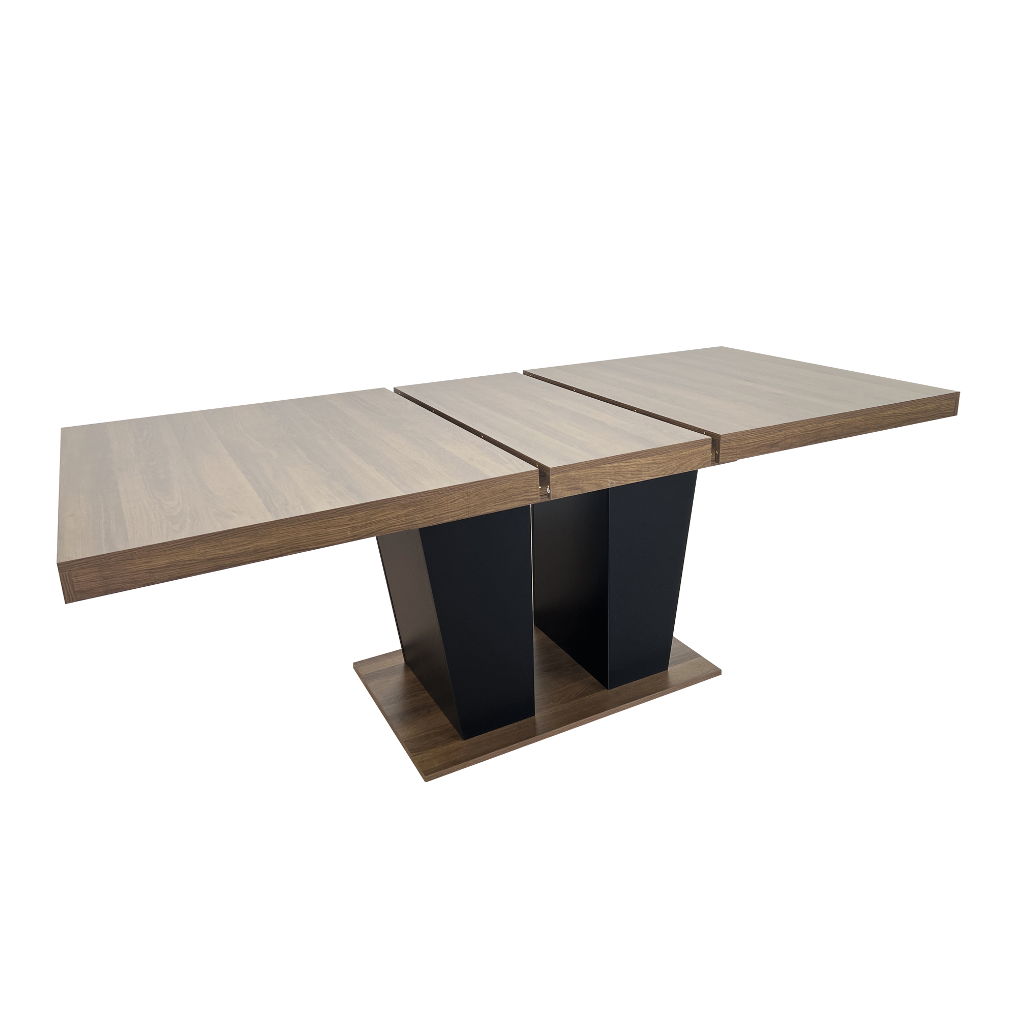 Extendable Dining Room Table for 4-10 People,Wooden Transformer Kitchen Dining Table with Black Double Sturdy Pedestal Base, Modern Expandable Large Table