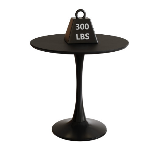 Black Round Table, Modern Dining Table, MDF Top and Steel Base Tulip Round Kitchen Table, Mid Century Coffee Table for Living Room 24 Inch, Kitchen Table, Oval Dining Table