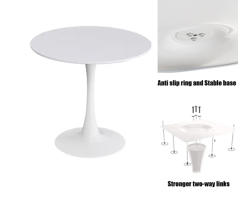 Black Round Table, Modern Dining Table, MDF Top and Steel Base Tulip Round Kitchen Table, Mid Century Coffee Table for Living Room 24 Inch, Kitchen Table, Oval Dining Table
