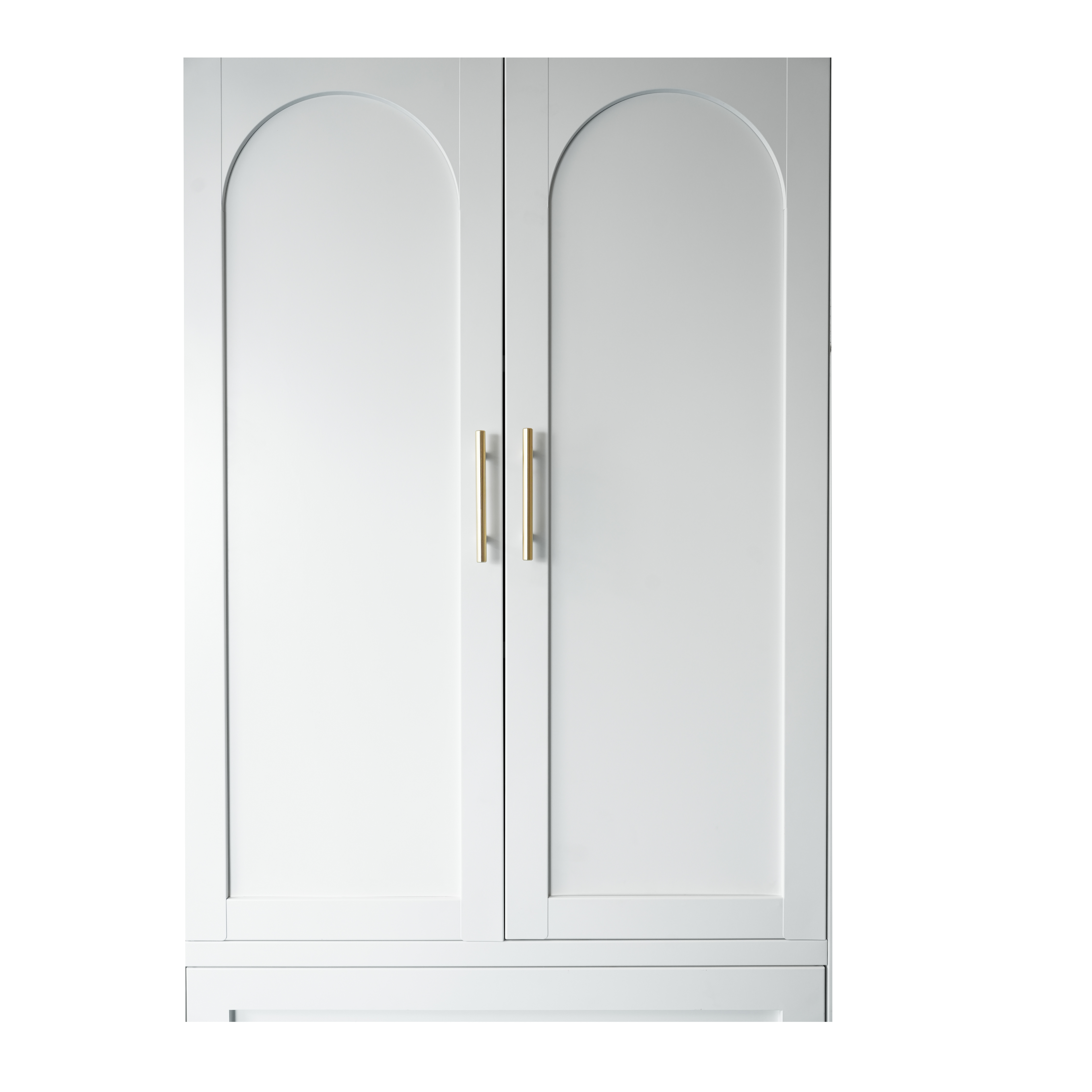 71" Tall Metal Wardrobe Cabinet with 2 Drawers and Hanging Rod, 2 Doors Wardrobe Closet with Shelf for Bedroom, Office, Laundry Room,Entryway ,Foyer,Guesthouse (White)