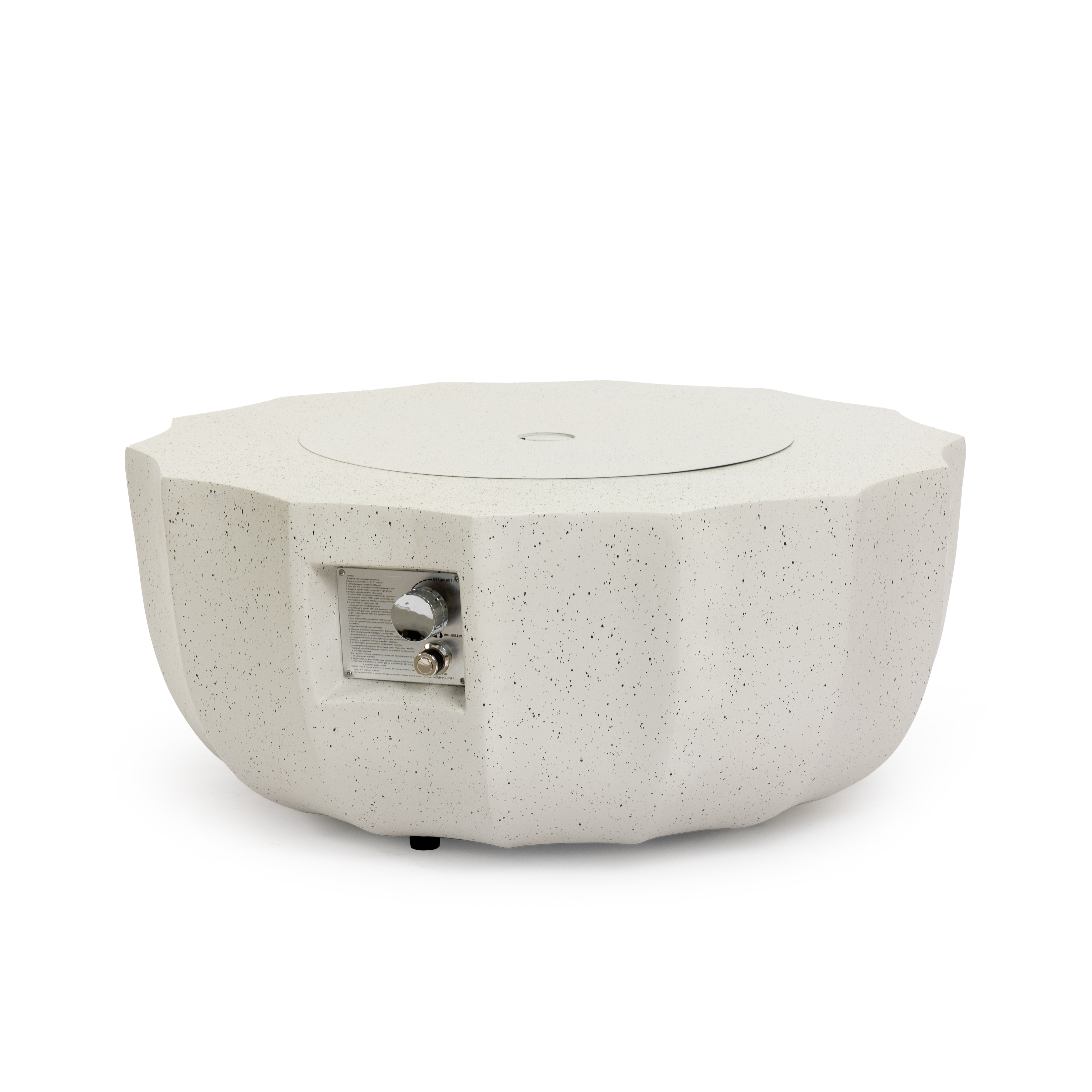 36" Propane Gas Fire Pit Table, 50000 BTU Round Concrete Fire Pit for Outside Patio Deck Garden Backyard- Beige