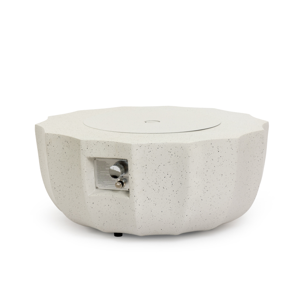 36" Propane Gas Fire Pit Table, 50000 BTU Round Concrete Fire Pit for Outside Patio Deck Garden Backyard- Beige