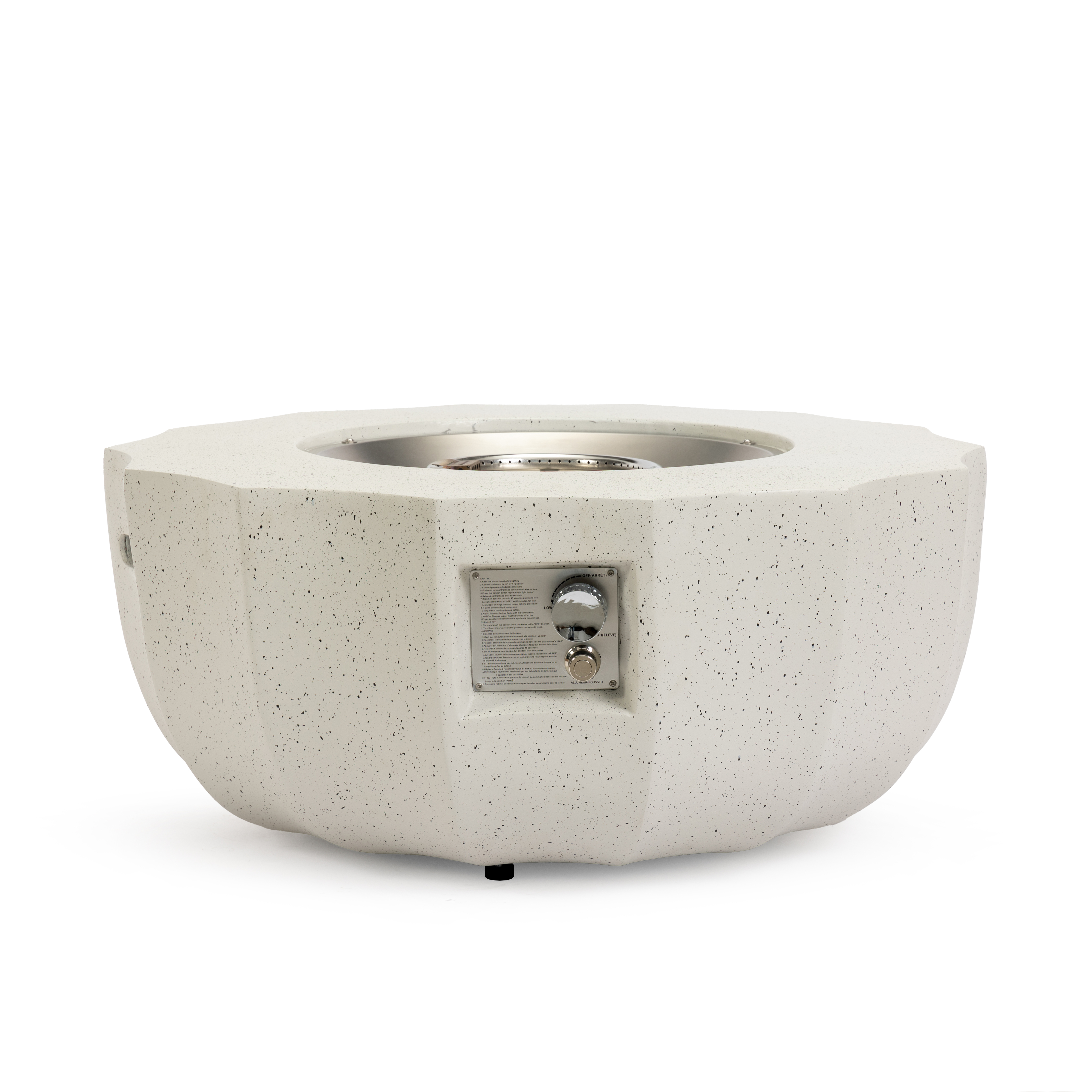 36" Propane Gas Fire Pit Table, 50000 BTU Round Concrete Fire Pit for Outside Patio Deck Garden Backyard- Beige