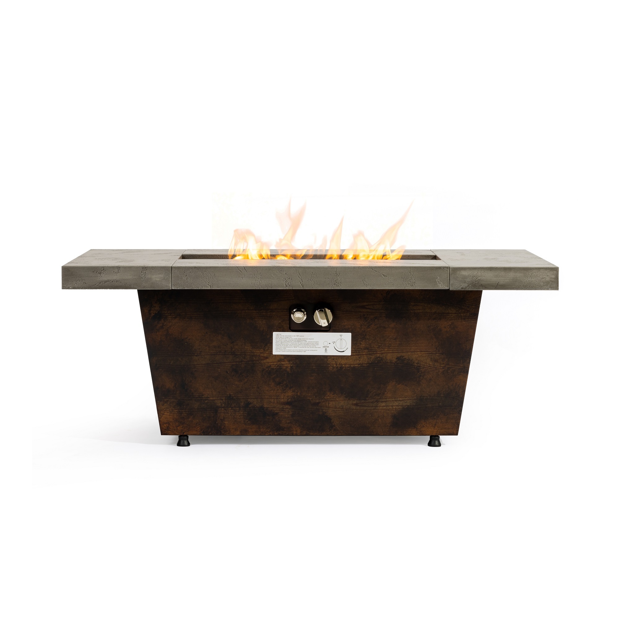 42 Inch Gas Fire Pit Table, Rectangle Fire Pit Table with Cement-Imitating Texture Effect Design, 50000BTU Outdoor Firepit Table for Patio, Backyard, Garden Heating