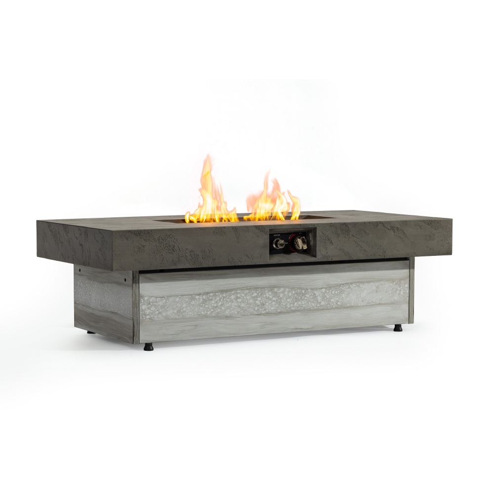Outdoor Firepit Table, 48 x 24 Inch Rectangle Fire Pit Table, 50000 BTU Propane Fire Pits Table for Patio Set, two height options