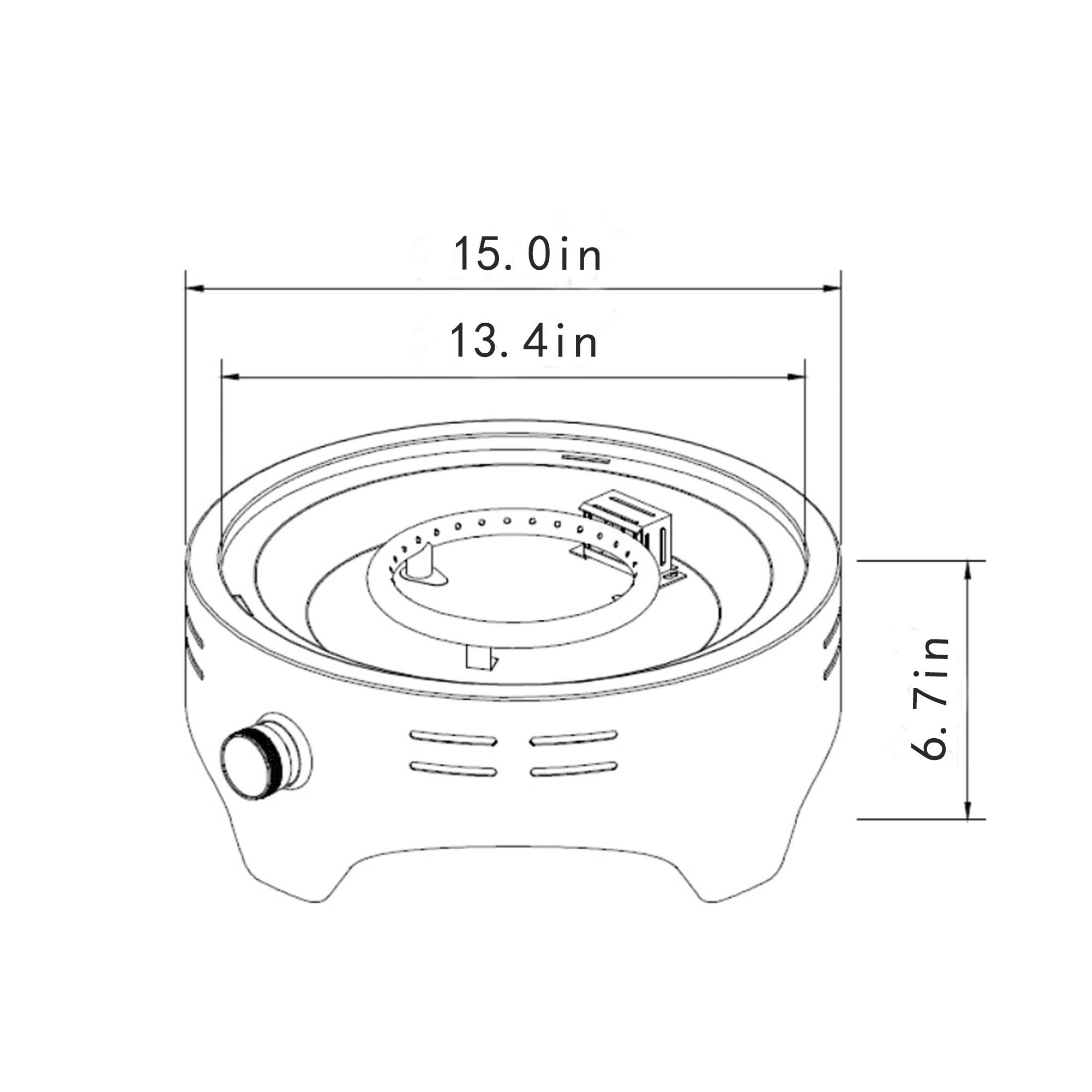 (Old SKU: W853135526) 15" Propane Tabletop Gas Fire Pit, 40000 BTU Round Steel Fire Pit For Outdoor Living Room Garden Balcony -Black