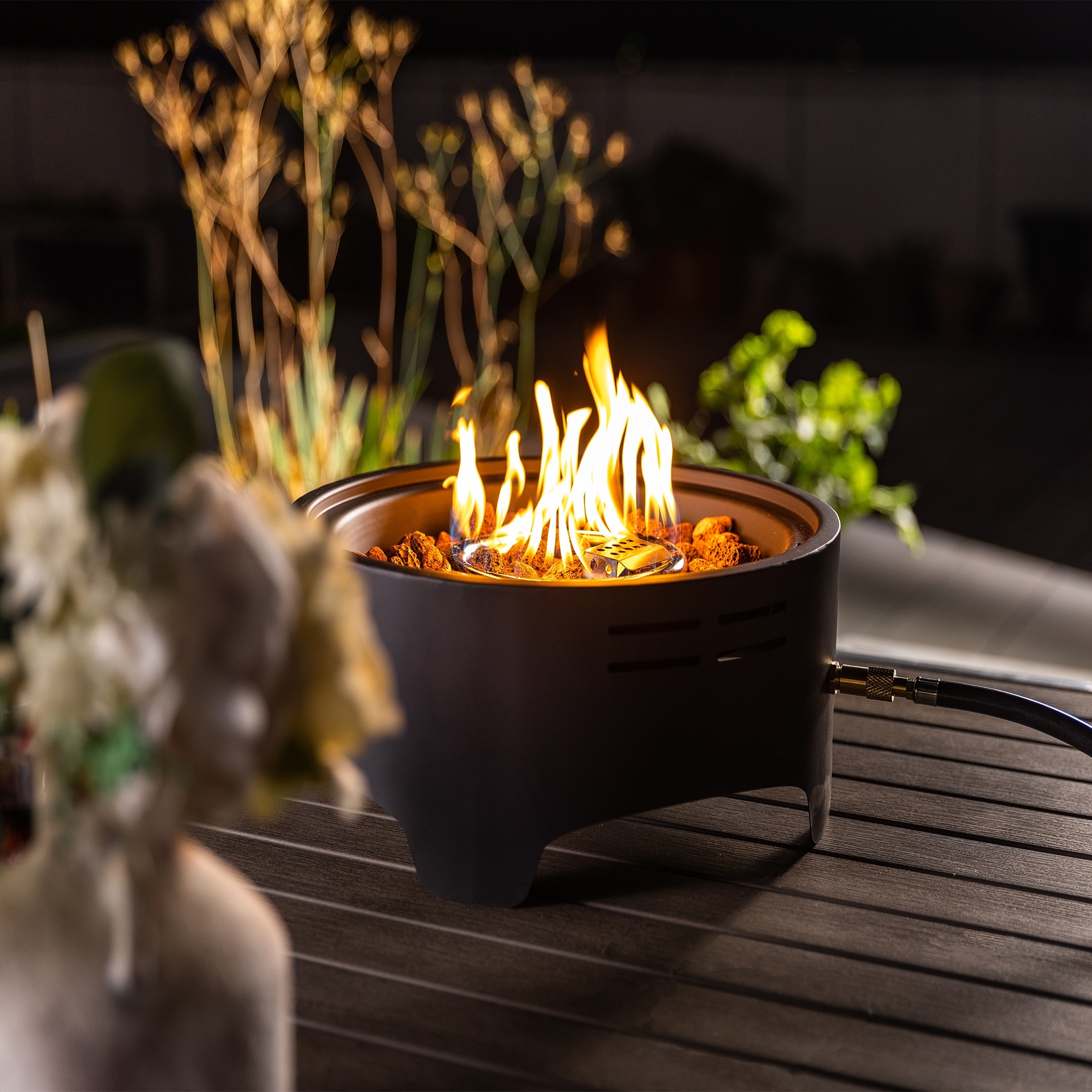 (Old SKU: W853135526) 15" Propane Tabletop Gas Fire Pit, 40000 BTU Round Steel Fire Pit For Outdoor Living Room Garden Balcony -Black
