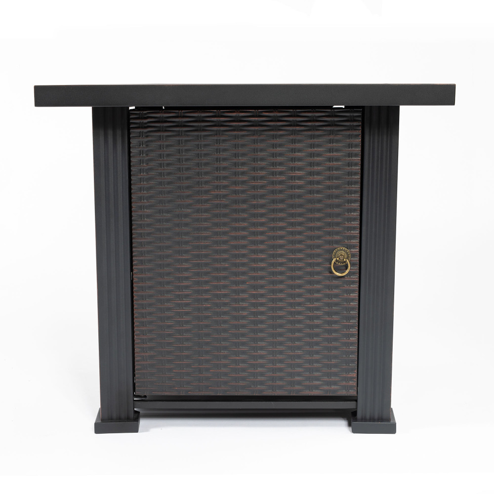 28" Propane Gas Fire Pit Table, 50000 BTU Square Steel Fire Pit for Outside Patio Deck Garden Backyard-Black