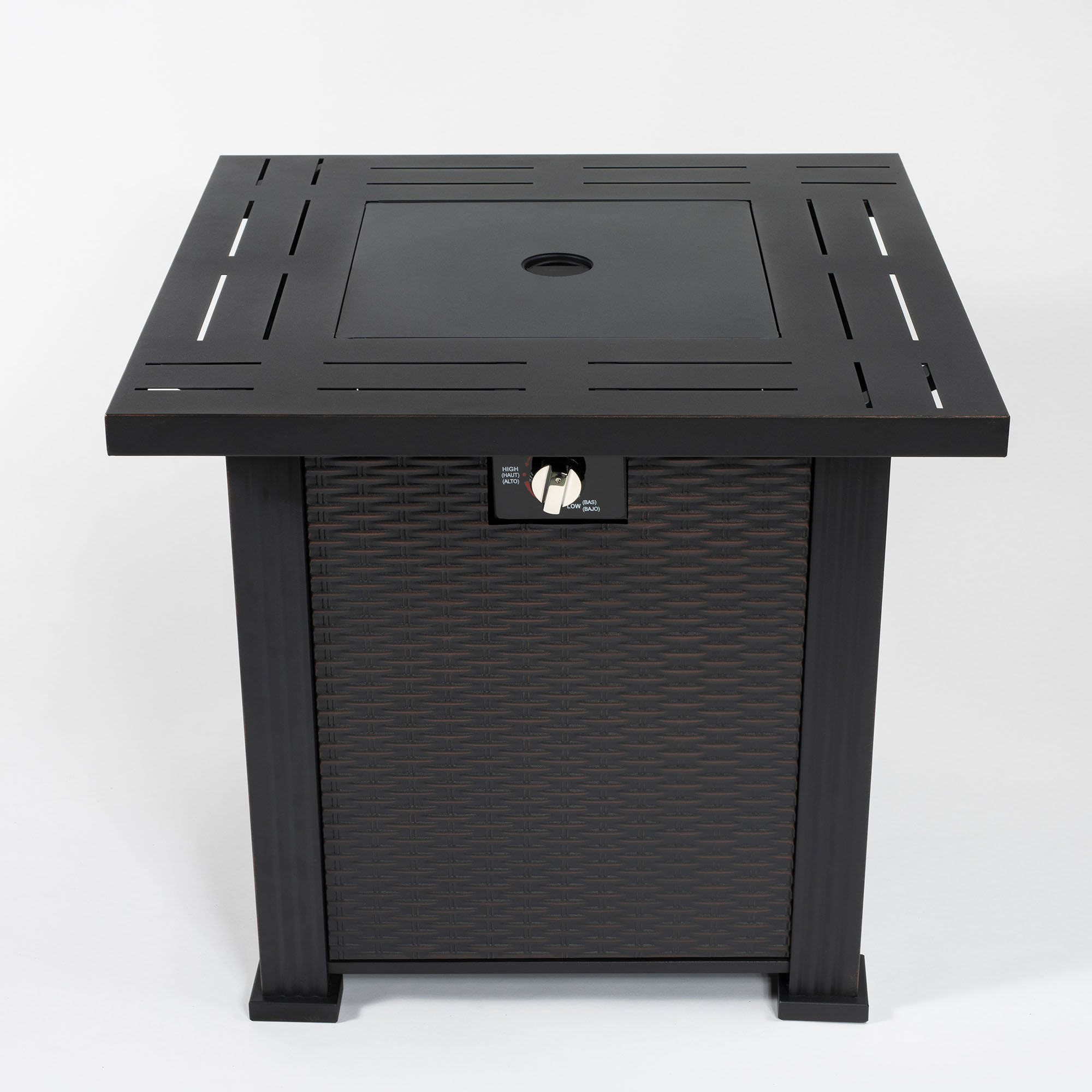 28" Propane Gas Fire Pit Table, 50000 BTU Square Steel Fire Pit for Outside Patio Deck Garden Backyard-Black