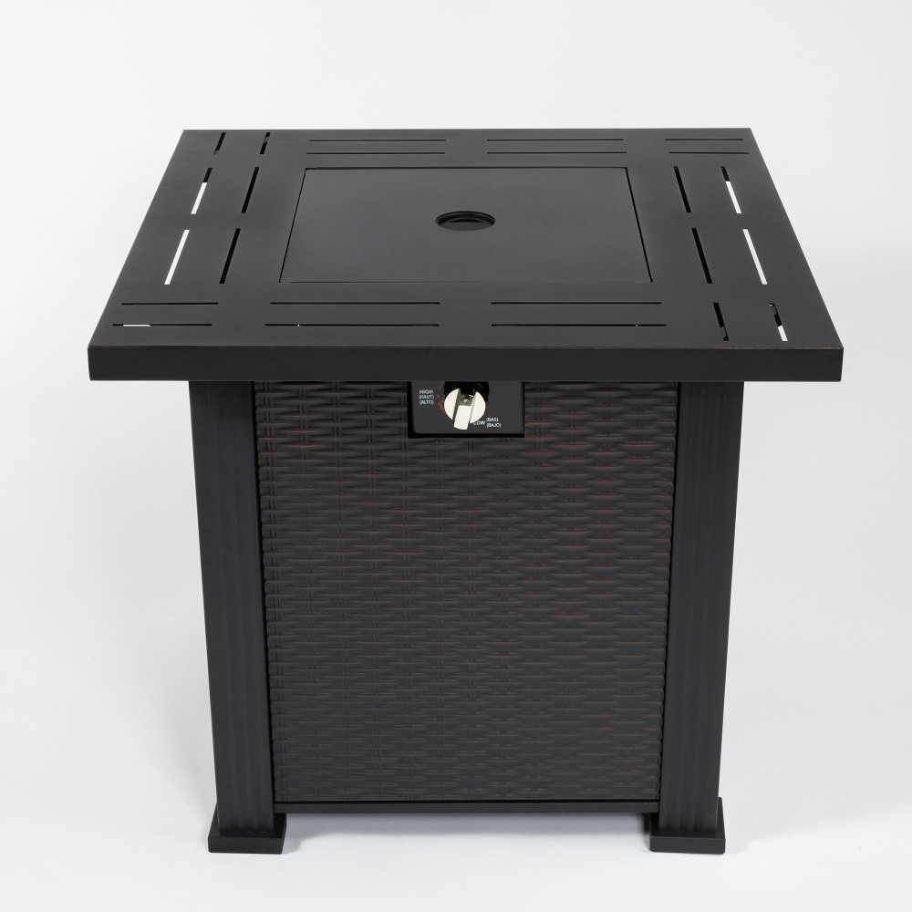 28" Propane Gas Fire Pit Table, 50000 BTU Square Steel Fire Pit for Outside Patio Deck Garden Backyard-Black