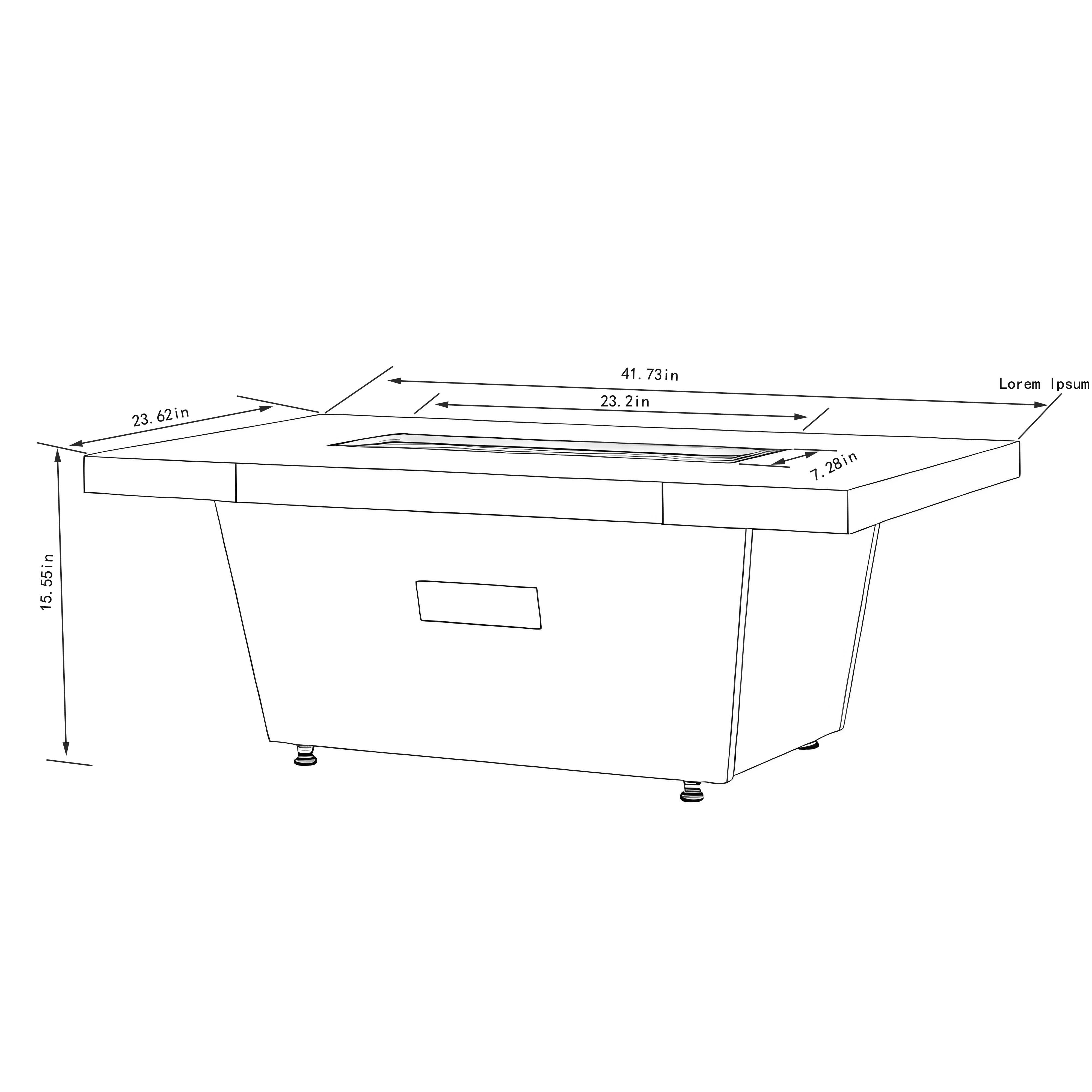42 Inch Gas Fire Pit Table, Rectangle Fire Pit Table with Cement-Imitating Texture Effect Design, 50000BTU Outdoor Firepit Table for Patio, Backyard, Garden Heating