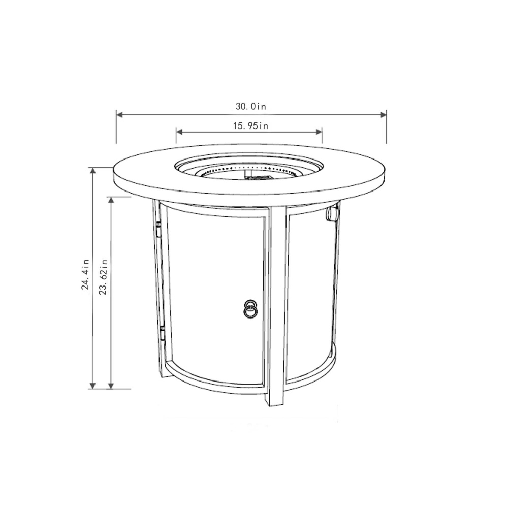 30" Propane Gas Fire Pit Table, 50000 BTU Round Steel Fire Pit with Imitation Wood Grain Finish for Outside Patio Deck Garden Backyard- Black