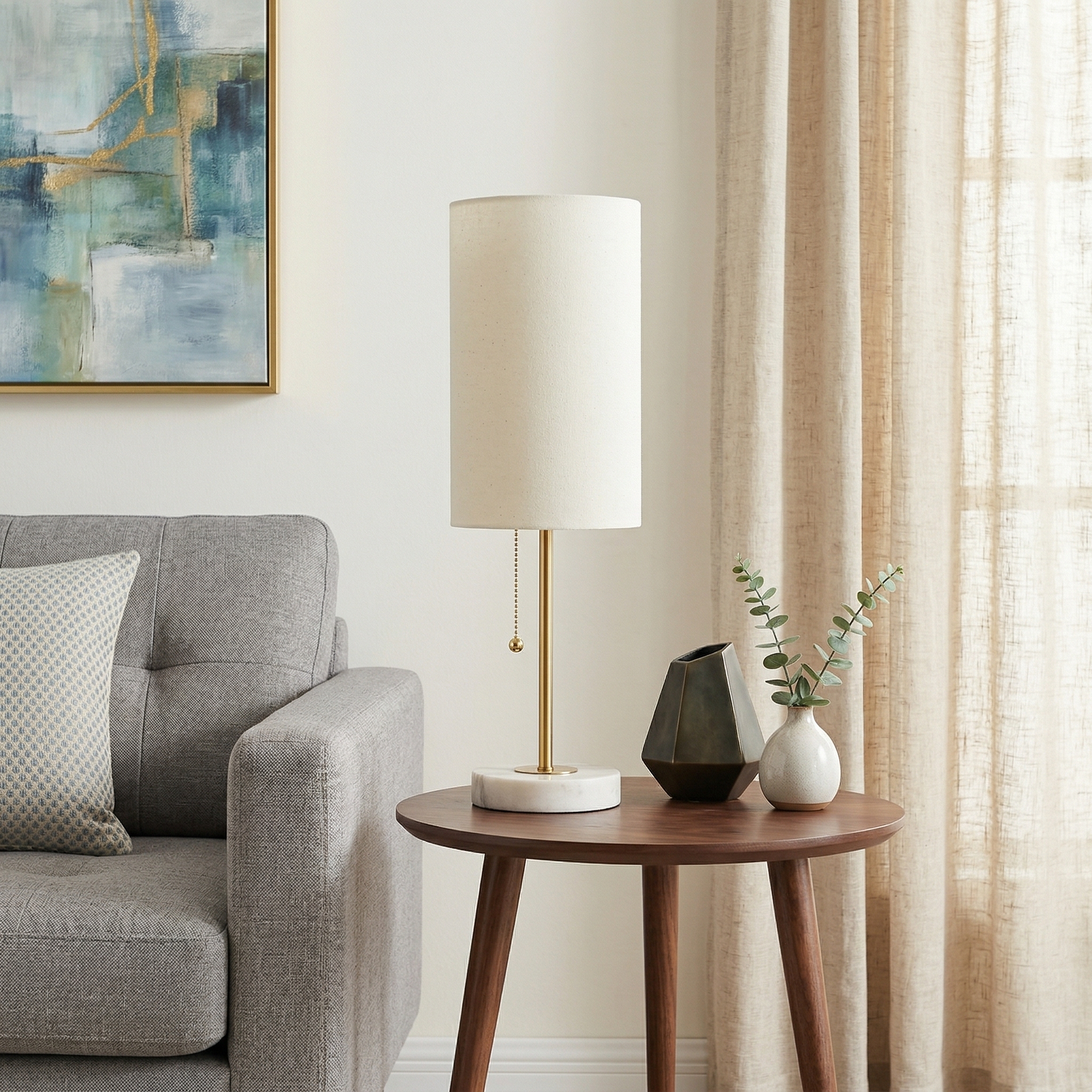 Marble Base Small Table Lamp 19in-2Pack