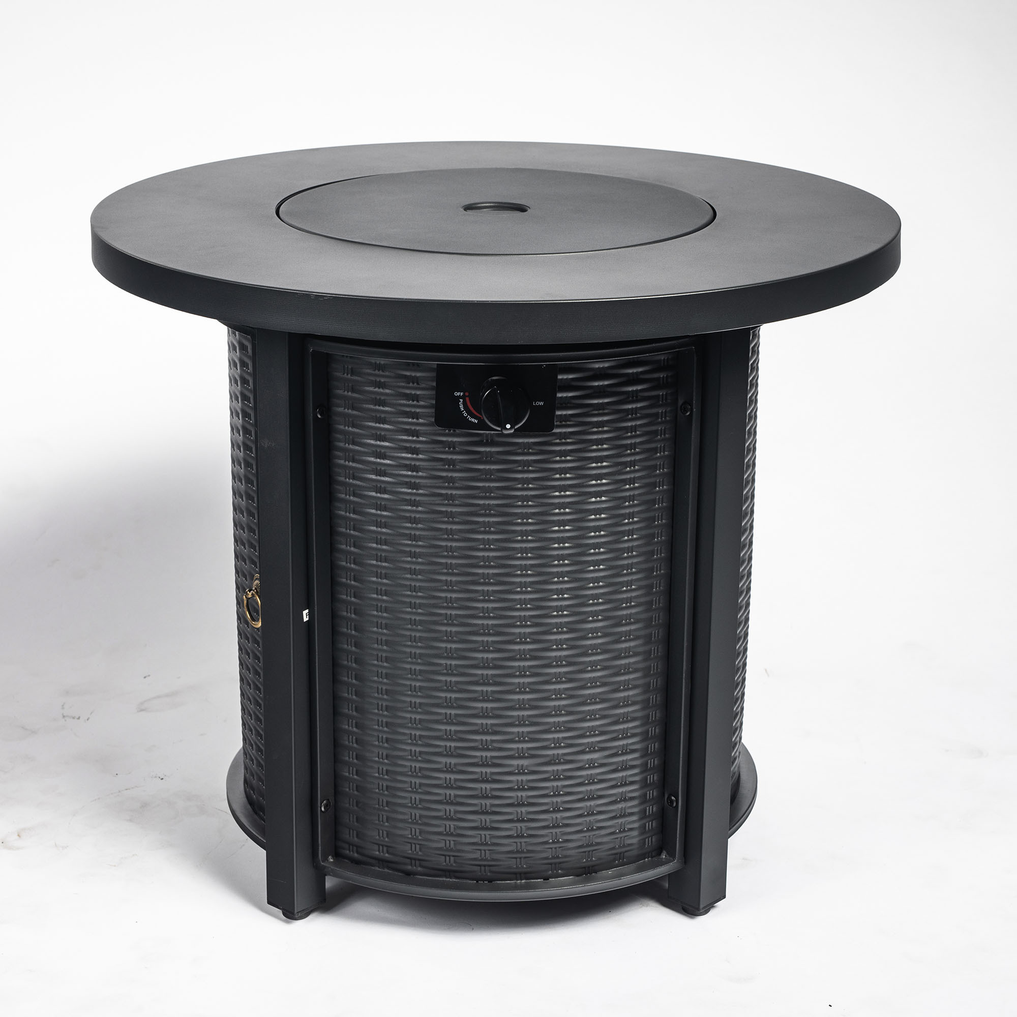 30" Propane Gas Fire Pit Table, 50000 BTU Round Steel Fire Pit for Outside Patio Deck Garden Courtyard-Black