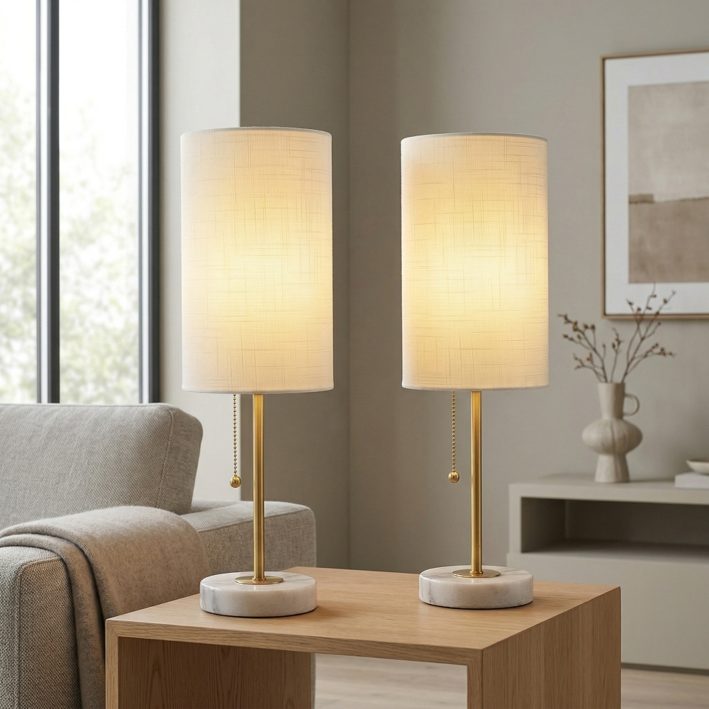 Marble Base Small Table Lamp 19in-2Pack