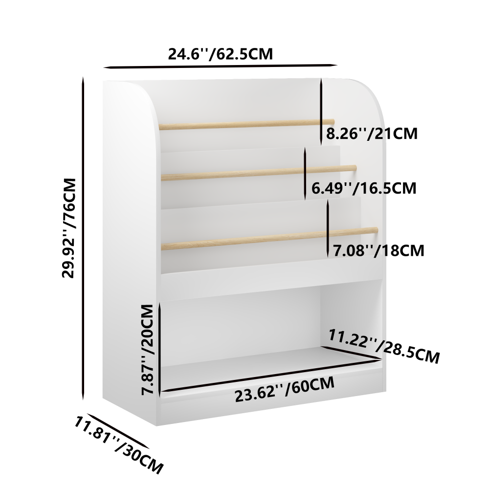 Kids Bookshelf with Open Storage, Front-Facing Children's Bookcase, Multi-Tier Wooden Book Display Shelf for Toddlers, Playroom, Bedroom, or Nursery - White