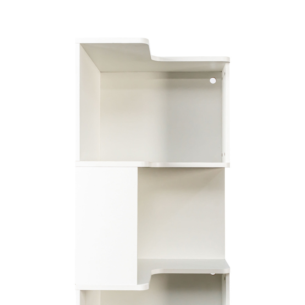 Corner Book Shelf - 5 Tier Corner Bookshelf Bookcase with Baffle, Freestanding L Shaped Display Shelf Stand with led lights for Home Office, Living Room, Bedroom, Kitchen