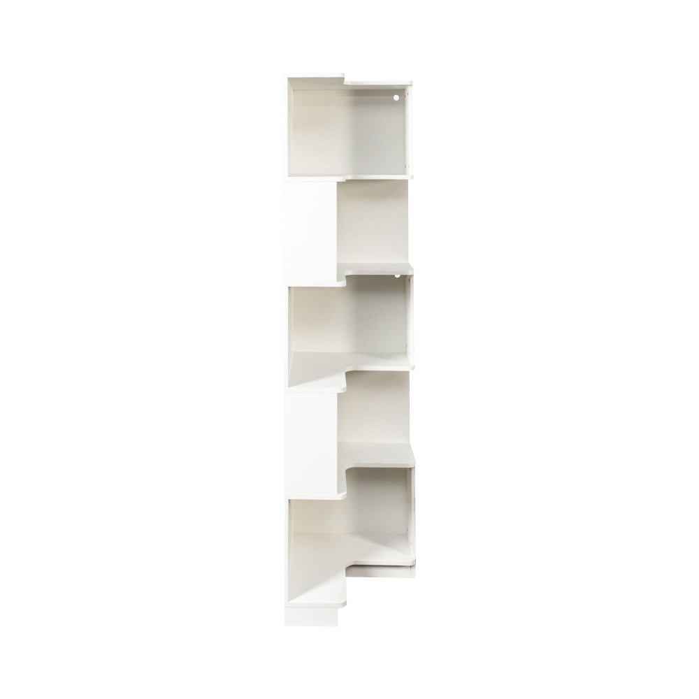 Corner Book Shelf - 5 Tier Corner Bookshelf Bookcase with Baffle, Freestanding L Shaped Display Shelf Stand with led lights for Home Office, Living Room, Bedroom, Kitchen