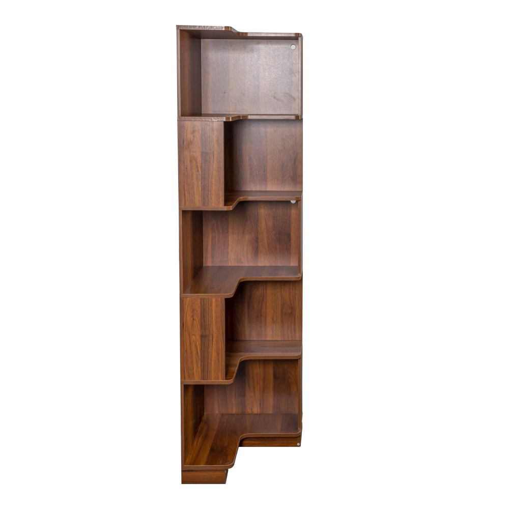 Corner Book Shelf - 5 Tier Corner Bookshelf Bookcase with Baffle, Freestanding L Shaped Display Shelf Stand with led lights for Home Office, Living Room, Bedroom, Kitchen