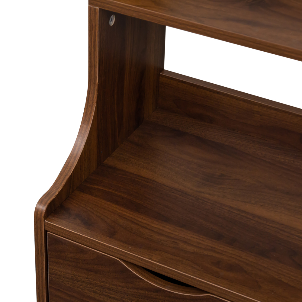 Night Stand with Bookshelf, Night Stand with 2 Storage Drawers for Bedroom