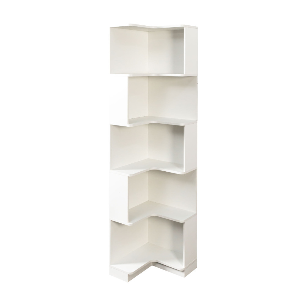 Corner Book Shelf - 5 Tier Corner Bookshelf Bookcase with Baffle, Freestanding L Shaped Display Shelf Stand with led lights for Home Office, Living Room, Bedroom, Kitchen