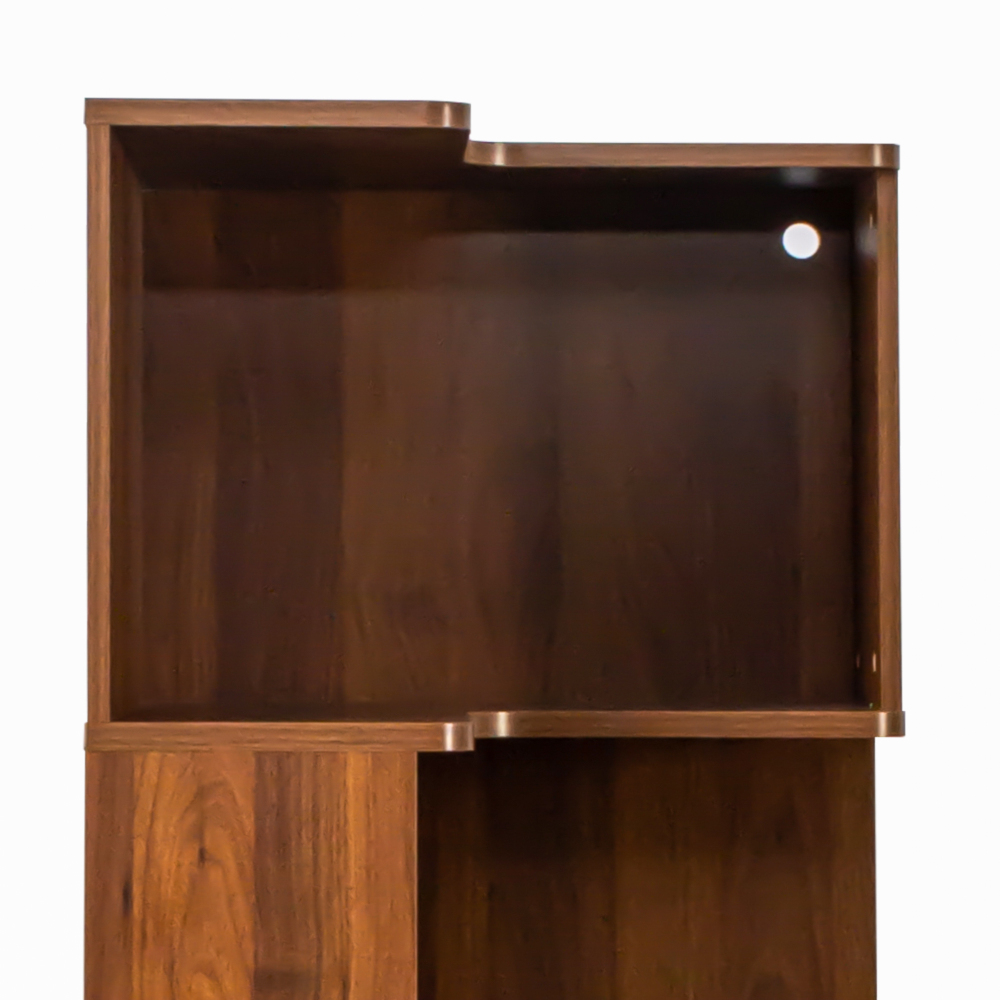 Corner Book Shelf - 5 Tier Corner Bookshelf Bookcase with Baffle, Freestanding L Shaped Display Shelf Stand with led lights for Home Office, Living Room, Bedroom, Kitchen