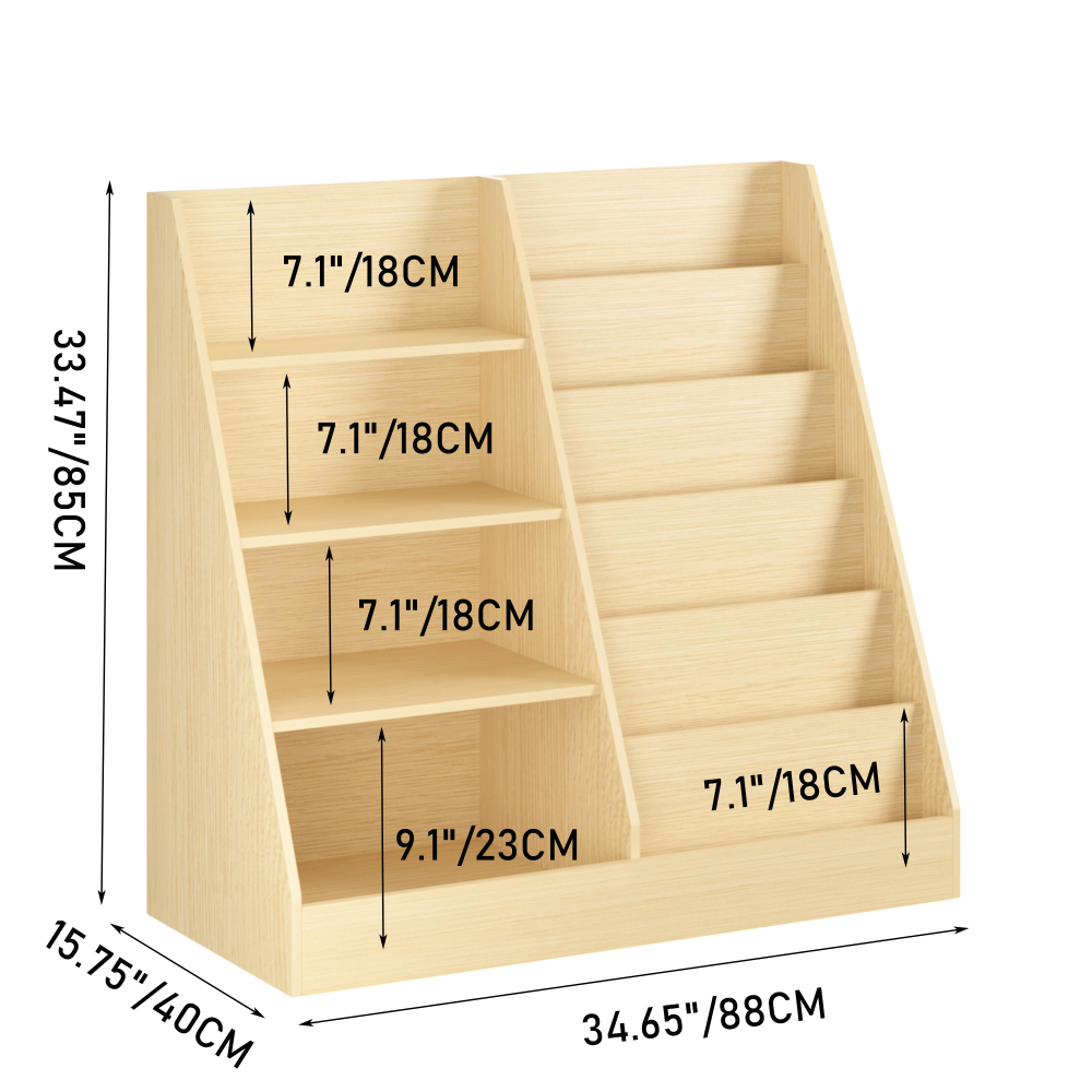 Kids Bookshelf and Toy Storage Organizer, Multifunctional 4 Tier Wooden Kids Book Shelf with Bookcase Display Stand in Kids Room Playroom Nursery for Kids, Children, Toddlers (White)